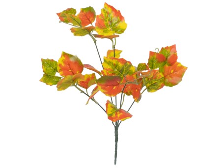 GloboStar® VIRGINIA CREEPER 78216 Τεχνητό Φυτό Παρθενόκισσος - Μπουκέτο Διακοσμητικών Φυτών - Κλαδιών με Φύλλωμα Πορτοκαλί - Κόκκινο - Πράσινο - Κίτρινο Υ35cm
