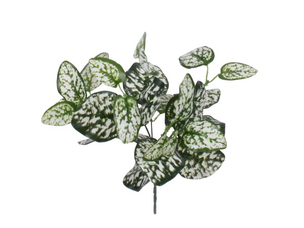 GloboStar® POLKA DOT PLANT 78259 Τεχνητό Φυτό Πόλκα - Μπουκέτο Διακοσμητικών Φυτών - Κλαδιών με Φύλλωμα Πράσινο - Λευκό Υ33cm