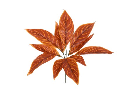 GloboStar® AGLAONEMA ORANGE 78265 Τεχνητό Φυτό Αγλαόνημα Πορτ. - Μπουκέτο Διακοσμητικών Φυτών - Κλαδιών με Φύλλωμα Πορτοκαλί Υ30cm