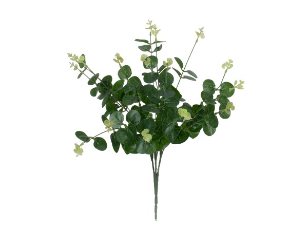 GloboStar® EUCALYPTUS 78295 Τεχνητό Φυτό Ευκάλυπτος - Μπουκέτο Διακοσμητικών Φυτών - Κλαδιών με Φύλλωμα Πράσινο - Λευκό Υ45cm