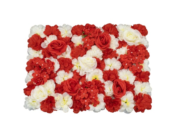 GloboStar® 78303 Συνθετικό Πάνελ Λουλουδιών - Κάθετος Κήπος Τριαντάφυλλο - Αζαλέα - Ορτανσία Μ60 x Υ40 x Π8cm