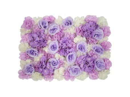 GloboStar® 78305 Συνθετικό Πάνελ Λουλουδιών - Κάθετος Κήπος Τριαντάφυλλο - Ορτανσία - Βιολέτα Μ60 x Υ40 x Π7cm