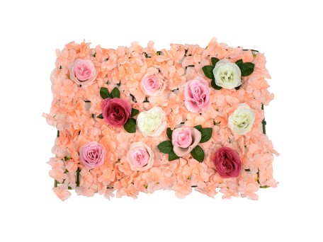 GloboStar® 78306 Συνθετικό Πάνελ Λουλουδιών - Κάθετος Κήπος Τριαντάφυλλο - Ορτανσία Μ60 x Υ40 x Π7cm