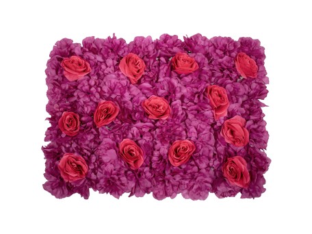 GloboStar® 78309 Συνθετικό Πάνελ Λουλουδιών - Κάθετος Κήπος Τριαντάφυλλο - Αζαλέα Μ60 x Υ40 x Π7cm