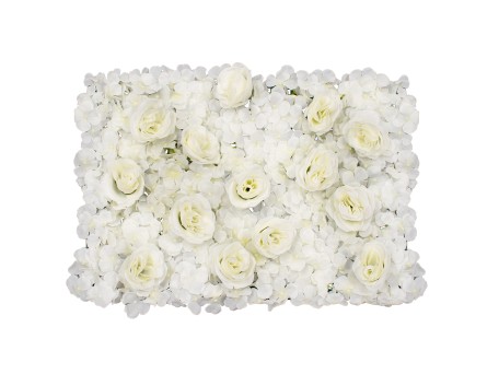 GloboStar® 78311 Συνθετικό Πάνελ Λουλουδιών - Κάθετος Κήπος Τριαντάφυλλο - Ορτανσία Μ60 x Υ40 x Π7cm