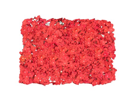 GloboStar® 78316 Συνθετικό Πάνελ Λουλουδιών - Κάθετος Κήπος Ορτανσία Κόκκινο Μ60 x Υ40 x Π5cm