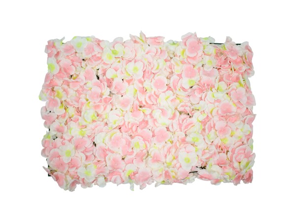 GloboStar® 78323 Συνθετικό Πάνελ Λουλουδιών - Κάθετος Κήπος Άγρια Ορτανσία Ροζ/Λευκό/Κίτρινο Μ60 x Υ40 x Π5cm