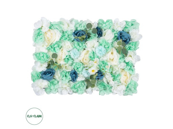 GloboStar® Artificial Garden ROSES STORY BLUE 78334 Τεχνητό Διακοσμητικό Πάνελ Λουλουδιών - Κάθετος Κήπος σύνθεση Αμβροσία Μ60 x Π40 x Υ6cm