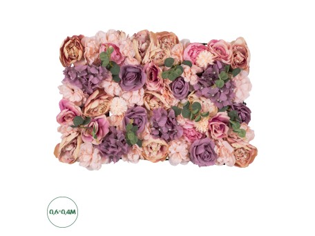 GloboStar® Artificial Garden ROSES STORY PINK 78337 Τεχνητό Διακοσμητικό Πάνελ Λουλουδιών - Κάθετος Κήπος σύνθεση Αμβροσία Μ60 x Π40 x Υ6cm