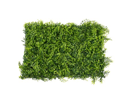 GLOBOSTAR® FERN 78405 Τεχνητό Πάνελ Φυλλωσιάς / Κάθετος Κήπος Νάνος Φτέρη, Νάνος Κισσός & Δανάη - Πράσινο - Μ60 x Π40 x Υ8cm