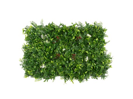 GLOBOSTAR® FERN 78407 Τεχνητό Πάνελ Φυλλωσιάς / Κάθετος Κήπος Ίληξ, Νάνος Φτέρη, Κοράλι & Κουφέα - Πράσινο - Μ60 x Π10 x Υ40cm