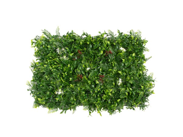 GLOBOSTAR® FERN 78407 Τεχνητό Πάνελ Φυλλωσιάς / Κάθετος Κήπος Ίληξ, Νάνος Φτέρη, Κοράλι & Κουφέα - Πράσινο - Μ60 x Π10 x Υ40cm