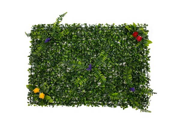 GLOBOSTAR® BOXWOOD 78409 Τεχνητό Πάνελ Φυλλωσιάς Κάθετος Κήπος Πυξάρι/Φτέρη/Περεσκία - Πράσινο - Μ60 x Π7 x Υ40cm