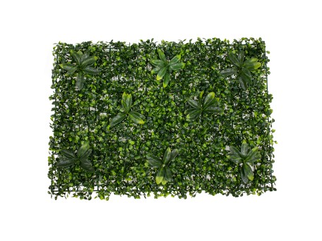 GLOBOSTAR® BUXUS 78410 Τεχνητό Πάνελ Φυλλωσιάς / Κάθετος Κήπος Πυξάρι & Ιαπωνική Δάφνη - Πράσινο - Μ60 x Π40 x Υ7cm