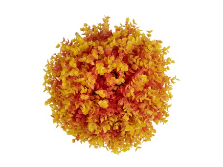GloboStar® 78514 Artificial - Συνθετικό Τεχνητό Διακοσμητικό Φυτό Θάμνος Πυξάρι Πορτοκαλί - Κίτρινο Φ31cm