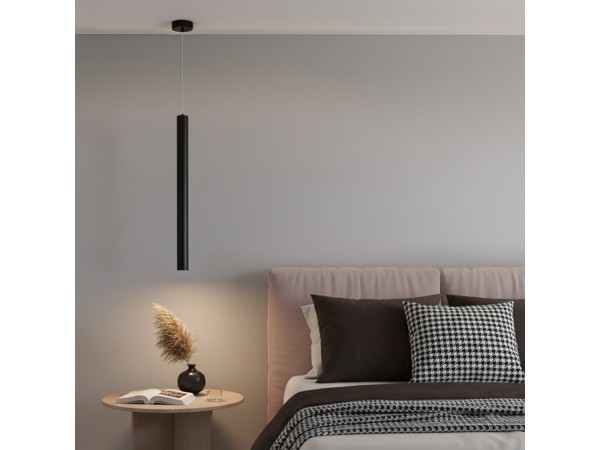kelvo® CANAL KLV-101-0072 Κρεμαστό Φωτιστικό Οροφής LED 7W 700lm 36° AC 220-240V IP20 Θερμό Λευκό 2700K - Bridgelux COB Chip & TÜV SÜD Driver - Μαύρο Ματ - Μ4 x Π4 x Υ60cm - 5 Χρόνια Εγγύηση