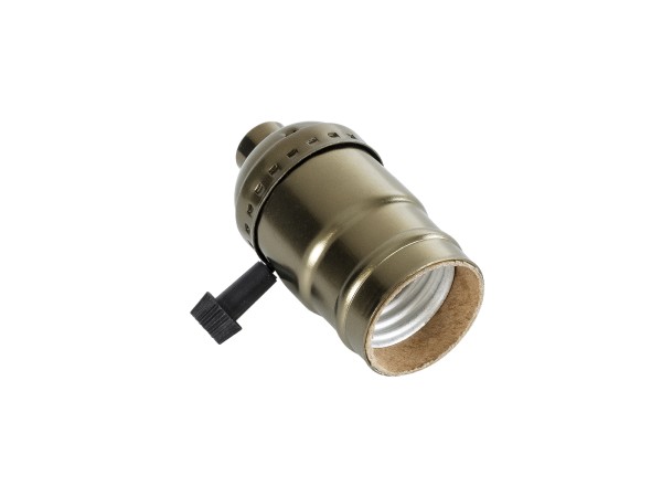 GLOBOSTAR® LAMPHOLDER 78964 Ντουί E27 με Διακόπτη On/Off IP20 Μπρούτζινο - Μ5.5 x Π3.6 x Υ7cm