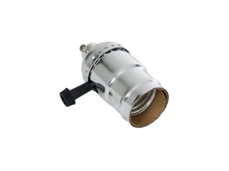 GloboStar® 78965 Ντουί Vintage Industrial Retro E27 με Διακόπτη ON/OFF - Ασημί - Μ5.5 x Π3.6 x Υ7cm