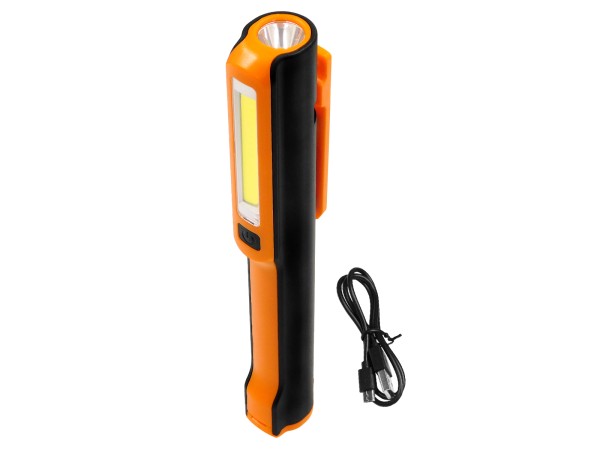 GloboStar® 79017 Φορητός Επαναφορτιζόμενος Φακός Εργασίας Work Light LED COB 3W + 3W 350lm με 3 Modes & 1 x Μπαταρία 1200mAh Li-ion Ψυχρό Λευκό 6000K