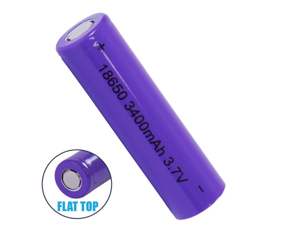 GloboStar® 79097 Επαναφορτιζόμενη Μπαταρία Λιθίου 18650 FLAT PIN 3400mAh Li-ion 3.7V 12.6Wh