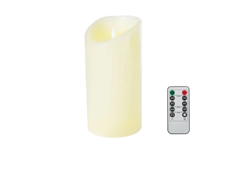 GLOBOSTAR® FIREFLAME 79543 Διακοσμητικό Κερί Παραφίνης με Εφέ Κινούμενης Φλόγας & IR Ασύρματο Χειριστήριο LED 0.5W 25lm 180° DC 3V με 2xAA Μπαταρίες IP20 Θερμό Λευκό 2700K Dimmable - Μ10 x Π10 x Υ20cm - 2 Χρόνια Εγγύηση