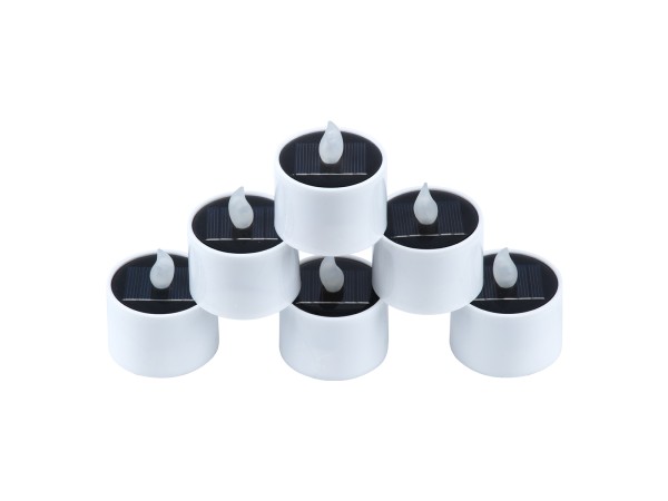 GloboStar® CANDLE 79546 ΣΕΤ 6 x Αυτόνομα Ηλιακά Διακοσμητικά Realistic Κεράκια με LED Εφέ Κινούμενης Φλόγας - 400mAh Μπαταρία - Φωτοβολταϊκό Πάνελ - Θερμό Λευκό 2700K Μπεζ D5.3 x H6cm