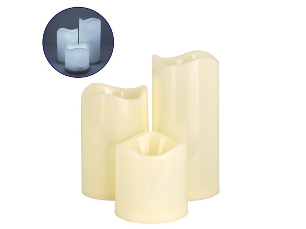 GloboStar® 79551 ΣΕΤ 3 Διακοσμητικών Realistic Κεριών με LED - Μπαταρίας & Ασύρματο Χειριστήριο IR Ψυχρό Λευκό 6000K