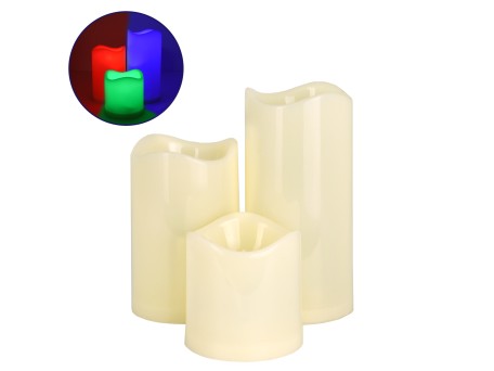 GloboStar® 79553 ΣΕΤ 3 Διακοσμητικών Realistic Κεριών με LED - Μπαταρίας & Ασύρματο Χειριστήριο IR Πολύχρωμα RGB Dimmable