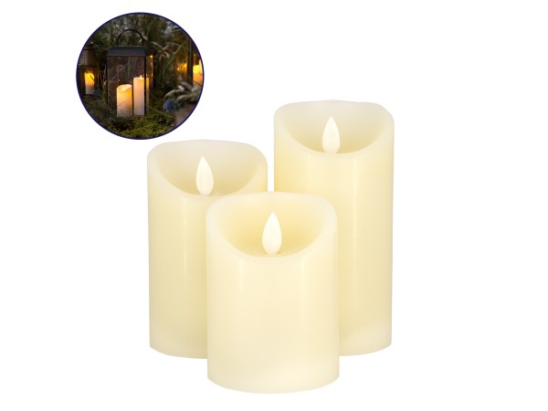 GLOBOSTAR® FIREFLAME 79555 Διακοσμητικό Κερί Παραφίνης με Εφέ Κινούμενης Φλόγας & IR Ασύρματο Χειριστήριο LED 0.5W 25lm 120° DC 3V με 2xAA Μπαταρίες IP20 Θερμό Λευκό 2700K Dimmable - Μ7.5 x Π7.5 x Υ15cm - Πακέτο 3 Τεμαχίων - 1 Χρόνο Εγγύηση