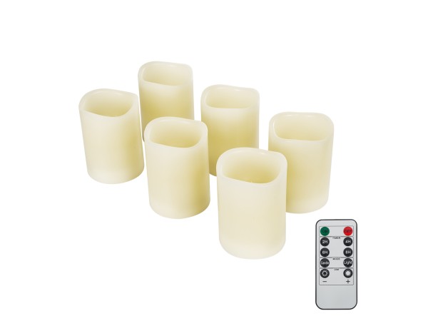 GLOBOSTAR® FIREFLAME 79566 Διακοσμητικό Κερί Παραφίνης με Εφέ Κινούμενης Φλόγας & IR Ασύρματο Χειριστήριο LED 0.5W 25lm 180° DC 3V με 2xAA Μπαταρίες IP20 Θερμό Λευκό 2700K Dimmable - Μπεζ - Μ7.6 x Π7.6 x Υ10cm - Πακέτο 6 Τεμαχίων - 2 Χρόνια Εγγύηση