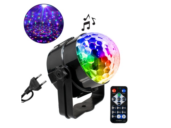 GLOBOSTAR® DISCOBALL 79601-1 Disco Μπάλα Φωτορυθμικό με RF Ασύρματο Χειριστήριο LED 15W 750lm 180° AC 220-240V IP20 Πολύχρωμο RGB - Μ11 x Π8.6 x Υ13cm - 2 Χρόνια Εγγύηση