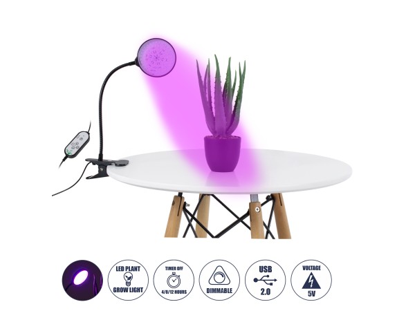 GLOBOSTAR® GROWME 79648 Φωτιστικό Ανάπτυξης Φυτών με Ενσωματωμένο Χειριστήριο LED 5W 150lm 160° DC 5V με USB 2.0 IP20 Πολύχρωμο Πλήρους Φάσματος Κόκκινο 660nm & Μπλε 450nm & UVIR 730nm Dimmable - Sanan SMD Chip - Μαύρο - Μ10 x Π20 x Υ36cm - 2 Χρόνια Εγγύη GLOBOSTAR® GROWME 79648 Φωτιστικό Ανάπτυξης Φυτών με Ενσωματωμένο Χειριστήριο LED 5W 150lm 160° DC 5V με USB 2.0 IP20 Πολύχρωμο Πλήρους Φάσματος Κόκκινο 660nm & Μπλε 450nm & UVIR 730nm Dimmable - Sanan SMD Chip - Μαύρο - Μ10 x Π20 x Υ36cm - 2 Χρόνια Εγγύη