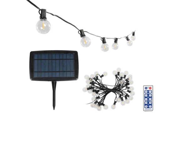 GLOBOSTAR® TWILIGHT 79668 Μοντέρνο Φωτιστικό Κήπου Γιρλάντα 10.5m με 30 Λάμπες & IR Ασύρματο Χειριστήριο LED 18W 1620lm 360° DC 3.7V με Ενσωματωμένο Φωτοβολταϊκό Panel 5.5V 3W & Επαναφορτιζόμενη Μπαταρία Li-ion 3.6V 2x18650 4400mAh Αδιάβροχο IP65 Θερμό Λε GLOBOSTAR® TWILIGHT 79668 Μοντέρνο Φωτιστικό Κήπου Γιρλάντα 10.5m με 30 Λάμπες & IR Ασύρματο Χειριστήριο LED 18W 1620lm 360° DC 3.7V με Ενσωματωμένο Φωτοβολταϊκό Panel 5.5V 3W & Επαναφορτιζόμενη Μπαταρία Li-ion 3.6V 2x18650 4400mAh Αδιάβροχο IP65 Θερμό Λε