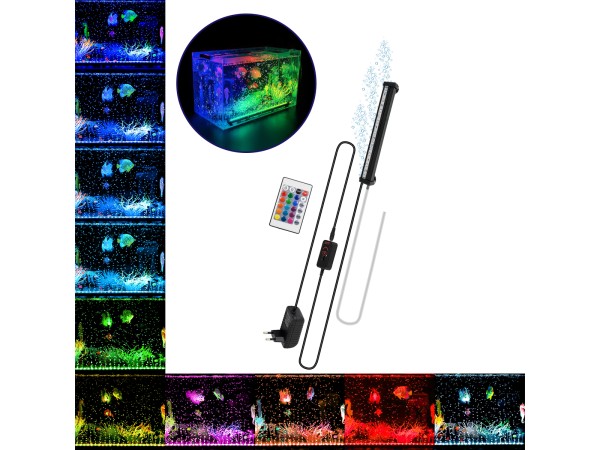 GloboStar® 79674 Φωτιστικό Ενυδρείου & Οξυγονωτής / Μηχανισμός Φυσαλίδων 23cm LED 6W 180° AC 230V Αδιάβροχο IP68 με Ασύρματο Χειριστήριο IR Πολύχρωμο RGB Dimmable