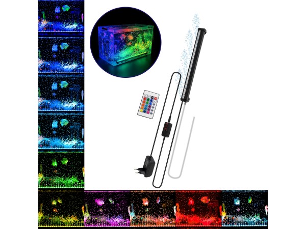 GloboStar® 79675 Φωτιστικό Ενυδρείου & Οξυγονωτής / Μηχανισμός Φυσαλίδων 30cm LED 12W 180° AC 230V Αδιάβροχο IP68 με Ασύρματο Χειριστήριο IR Πολύχρωμο RGB Dimmable