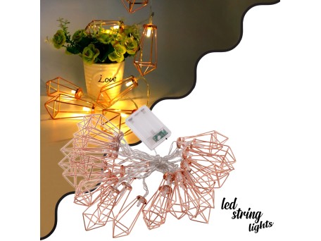 79805 Διακοσμητική Γιρλάντα Bronze Cone 4 Μέτρα με Διακόπτη On/Off - 30 LED 3W με Μπαταρίες 3xAA & Διάφανο Καλώδιο IP20 Θερμό Λευκό 2700K Μ4m