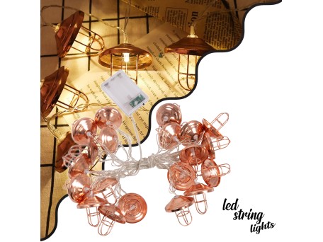 79808 Διακοσμητική Γιρλάντα Bronze Lamp 3 Μέτρα με Διακόπτη On/Off - 20 LED 2W με Μπαταρίες 3xAA & Διάφανο Καλώδιο IP20 Θερμό Λευκό 2700K Μ3m