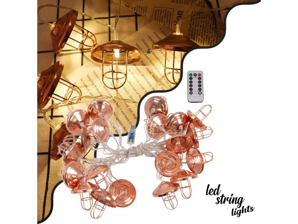 79810 Διακοσμητική Γιρλάντα Bronze Lamp 3 Μέτρα με Διακόπτη On/Off - 20 LED 2W DC 5V με USB & Διάφανο Καλώδιο IP20 Θερμό Λευκό 2700K Μ3m
