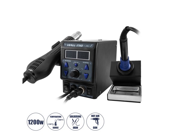 GLOBOSTAR® YIHUA-8786D 79972 Ψηφιακός Σταθμός Συγκόλλησης Θερμού Αέρα με Ψηφιακή Οθόνη & Κολλητήρι 1200W AC 220-240V IP20 - Μ15 x Π23.5 x Υ14cm - 2 Χρόνια Εγγύηση