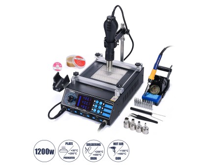 GloboStar® 79973 Ψηφιακός Σταθμός Συγκόλλησης 3in1 με Ψηφιακή Οθόνη - Κολλητήρι - Πιστόλι Θερμού Αέρα Hot Air Soldering Welding Gun - Φούρνος Πλακετών Solder Preheat Welding Oven PCB και PID Προγραμματιζόμενο Σύστημα Ελέγχου Θερμοκρασίας - 1200W