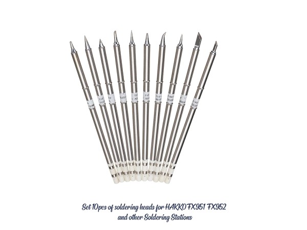 GLOBOSTAR® DRILLPRO-T12 79977 Σετ 10 Κεφαλών για Σταθμό Συγκόλλησης/Κολλητήρι Συμβατές με Μοντέλα HAKKO FX951 & FX952 - Μ15.5 x Π15.5 x Υ2cm - Πακέτο 10 Τεμαχίων