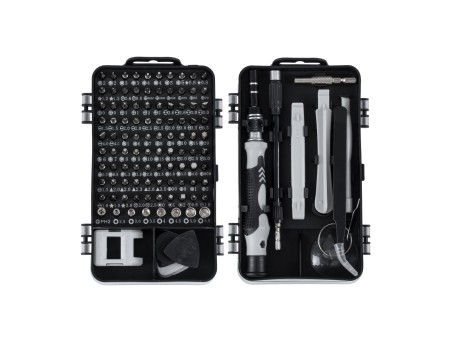 GLOBOSTAR® ELEKIT 79996 Ολοκληρωμένο Mini DIY ΚΙΤ με 115 Μικροεργαλεία σε 1 Βαλιτσάκι για Επισκευές Κινητών Τηλεφώνων, Laptop, Οπτικών & κλπ Μικροεπισκευών - Μαύρο & Λευκό - Μ15.5 x Π10 x Υ5cm