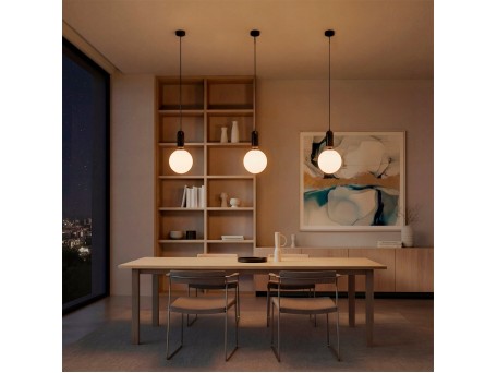 kelvo® ESTETICO KLV-101-0379 Κρεμαστό Φωτιστικό Οροφής για Λάμπα με Ντουί E27 AC 220-240V IP20 - Μαύρο Ματ & Λευκό - Μ20 x Π20 x Υ38cm