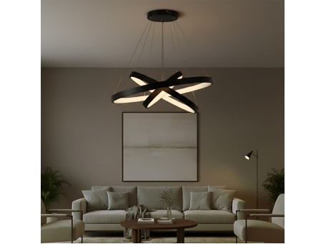 kelvo® NEMESIS KLV-101-0220-V2 Κρεμαστό Φωτιστικό Οροφής LED 120W 12000lm 180° AC 220-240V IP20 Ρυθμιζόμενο Λευκό CCT με Χειριστήριο από 2700K έως 6000K Dimmable - Lumileds SMD Chip - Μαύρο Ματ - Μ80 x Π80 x Υ80cm - 3 Χρόνια Εγγύηση