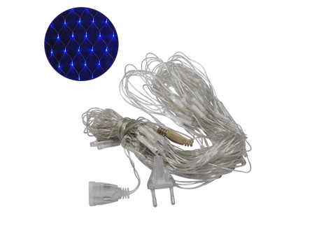 Διακοσμητική Κουρτίνα Δίχτυ Επεκτεινόμενη Μήκος 1.50 και Ύψος 1.50 Μέτρων 88 LED 230 Volt 6 Watt IP20 με Καλώδιο Τροφοδοσίας Μπλε 80815