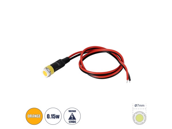 GloboStar® SMD-LED 81484 Υψηλής Ισχύος SMD LED 0.12W 15lm DC 12V - Φ0.7 x Υ2.3cm - Πορτοκαλί - Dimmable - 2 Χρόνια Εγγύηση