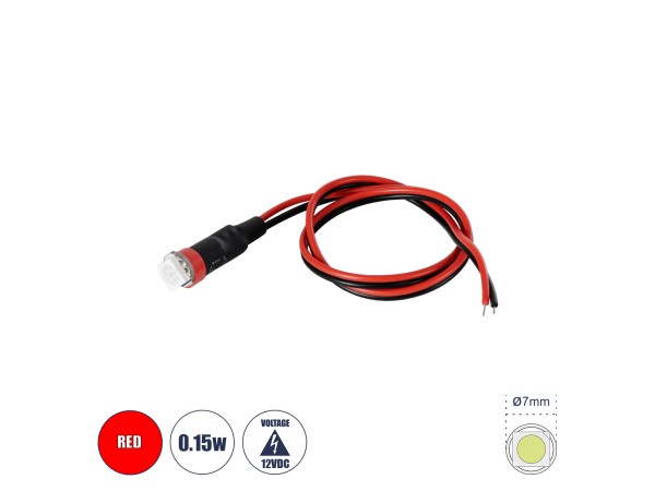 GloboStar® SMD-LED 81485 Υψηλής Ισχύος SMD LED 0.12W 15lm DC 12V - Φ0.7 x Υ2.3cm - Κόκκινο - Dimmable - 2 Χρόνια Εγγύηση