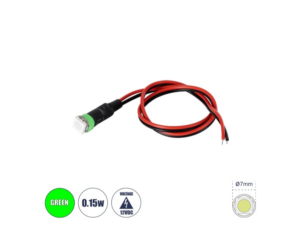 GloboStar® SMD-LED 81486 Υψηλής Ισχύος SMD LED 0.12W 15lm DC 12V - Φ0.7 x Υ2.3cm - Πράσινο - Dimmable - 2 Χρόνια Εγγύηση
