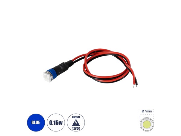 GloboStar® SMD-LED 81487 Υψηλής Ισχύος SMD LED 0.12W 15lm DC 12V - Φ0.7 x Υ2.3cm - Μπλε - Dimmable - 2 Χρόνια Εγγύηση