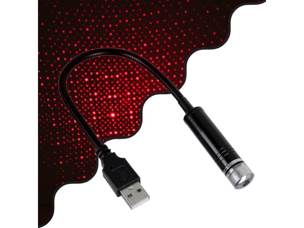 GloboStar® 81846 Διακοσμητικό Φωτιστικό Ειδικών Φωτορυθμικών Εφέ PARTY Disco LASER DC 5V με Καλώδιο Τροφοδοσίας USB Κόκκινο IP20 Μ1.4 x Π1.4 x Υ27cm
